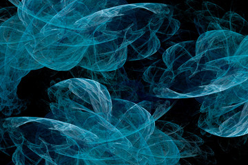 Wall Mural - abstract neon fractal pattern in the form of smoke on a dark background and is suitable for use in p