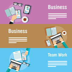 Poster - business and teamwork banners with gadgets