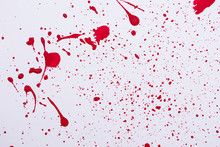 Red Paint Splashes. Colorful Red Paint Explosion On White Background, Texture