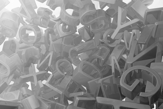 Letters Pile Grey Background