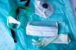 © velimir - protective form, glasses, stethoscope and gloves lie after the shift of the epidemiologist.