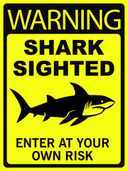 Wall Mural - Shark sighted beach warning sign vector