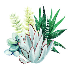 Wall Mural - Bright watercolor plants, the tiny color bouquet