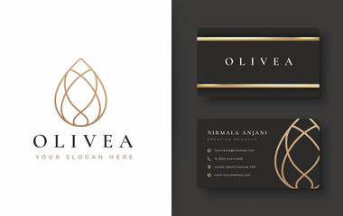 water drop / olive oil logo and business card design