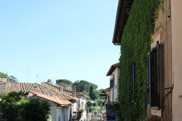 View old street in the old town near rome italy