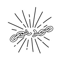 Broken Chain Doodle Icon, Vector Illustration