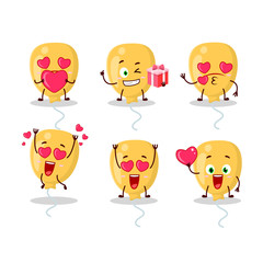 Poster - Yellow Baloon cartoon character with love cute emoticon