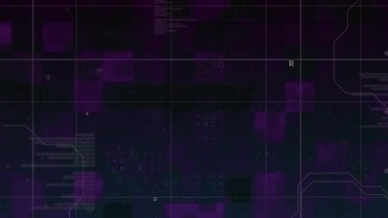 Wall Mural - animation of a grid, data processing on purple background