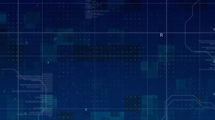 Wall Mural - animation of a grid, data processing on blue background