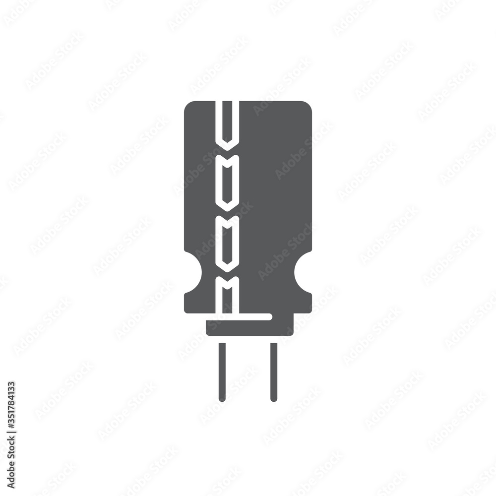 Electronic capacitor vector icon symbol isolated on white background ...