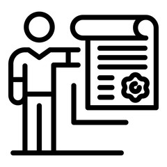 Poster - Notary diploma icon. Outline notary diploma vector icon for web design isolated on white background