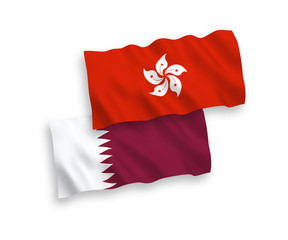 Flags of Qatar and Hong Kong on a white background