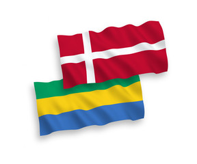 Flags of Denmark and Gabon on a white background