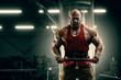 © antondotsenko - Bodybuilder strong man pumping up biceps muscles