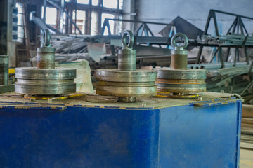 Poster - pipe bending at a metalworking plant. device for bending metal pipes. metalworking shop equipment. m