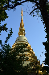 Golden chedi of Wat Phra Kaew in Chiang Rai