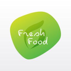 Wall Mural - Fresh food icon. Green gradient vector sign isolated. Illustration symbol for label, product sticker, healthy eating, design