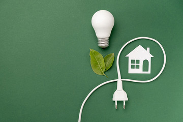 concept for saving energy, eco-friendly, global warming. creative top view flat lay of led light bul