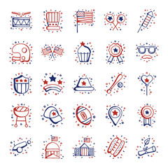 Wall Mural - bundle of usa set icons