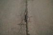 crack in concrete pavement
