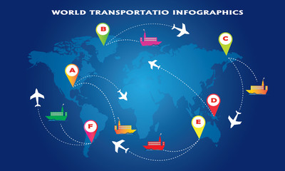 transportation logistics. vector illustration Air cargo trucking transportation maritime shipping. On-time delivery. 