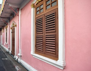 Wall Mural - Pink color wall at Phuket town.