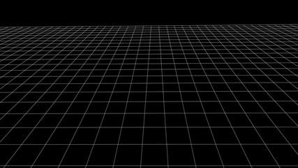 Aufkleber - Abstract wireframe perspective grid on dark background widescreen illustration.