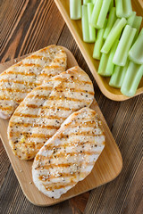 Poster - Grilled chicken with celery stalks