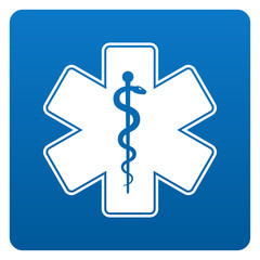 Wall Mural - Medical symbol of the Emergency - Star of Life icon isolated on white background.