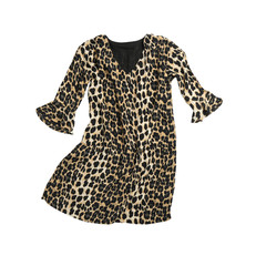 Wall Mural - Short leopard print dress isolated on white, top view