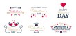 © Microstocker.Pro - Happy valentines day romantic labels set vector illustration. Beautiful handwritten greeting lettering flat style. Cute heart decoration. Calligraphy and love concept. Isolated on white background