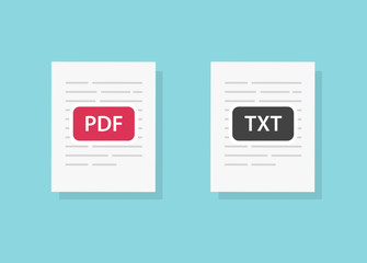 Aufkleber - PDF icon vector and txt or text file document symbol flat cartoon pictogram isolated on color background image