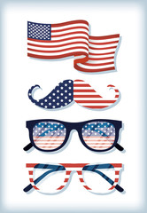 Wall Mural - usa independence day with flag in mustache and sunglasses