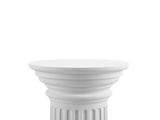 white ancient doric column pedestal isolated on white - 3d rendering