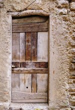 Closed Wooden Door Of Old House