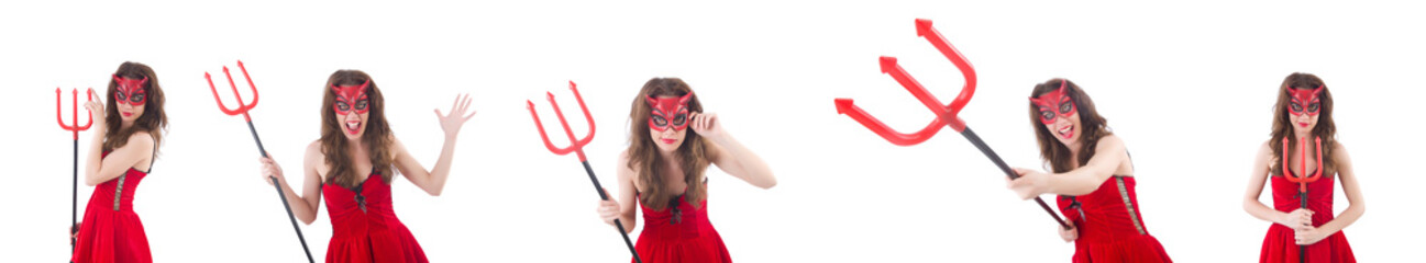 Wall Mural - Woman as red devil in halloween concept