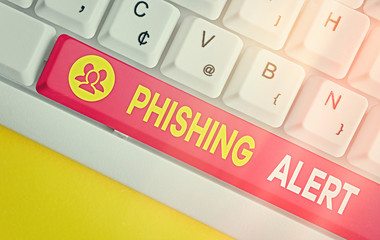 Poster - Word writing text Phishing Alert. Business photo showcasing aware to fraudulent attempt to obtain sensitive information