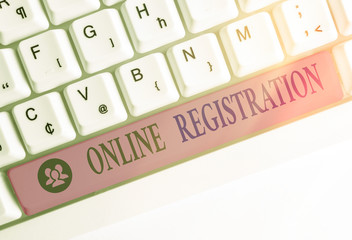 Fototapete - Writing note showing Online Registration. Business concept for System for subscribing or registering via the Internet
