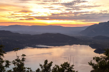 Wall Mural - Coucher de soleil depuis la Chambotte, Lac du Bourget