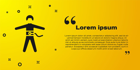 Wall Mural - Black Bungee jumping icon isolated on yellow background. Vector