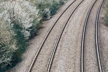 High Angle View Of Railroad Tracks