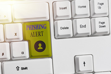 Poster - Writing note showing Phishing Alert. Business concept for aware to fraudulent attempt to obtain sensitive information