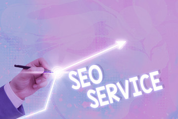 Poster - Text sign showing Seo Service. Business photo text techniques and procedures to increase the website visibility
