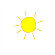 © Iuliia - Sun yellow icon. Symbol of sunny weather. Vector hand drawn illustration in the style of a doodle. Isolated on white background
