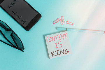 Poster - word writing text content is king. business photo showcasing believe that content is central to the 