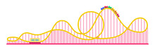 Roller Coaster Ride In An Amusement Park Icon Flat Isolated