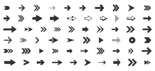 Poster - Arrows big black set icons. Arrow icon. Arrow vector collection. Arrow. Cursor. Modern simple arrows. Vector illustration