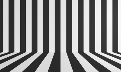 Poster - Room with a black and white line. 3d rendering