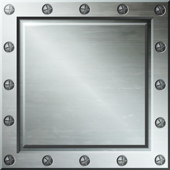 Wall Mural - Square metal background and frame with screws.