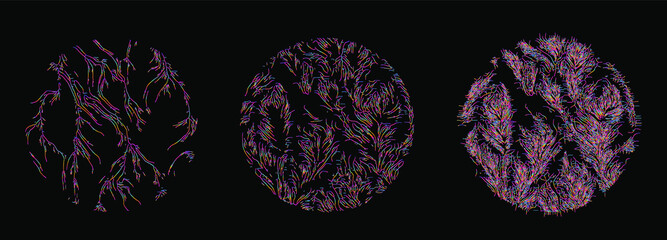 Poster - Generative Art with Random Perlin Noise Visualization. Conceptual image of high tech systems: Artificial Intelligence, Deep Learning, Neural networks and Internet Map.